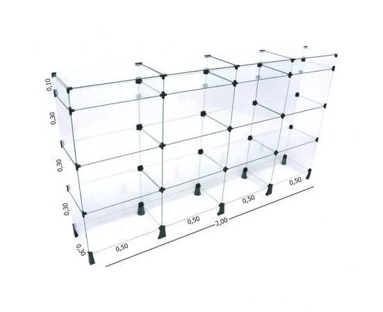 Balcão de Vidro 200L x 100A x 30P cm