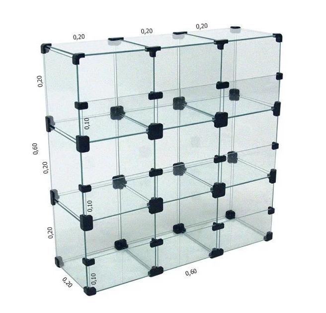 Baleiro de Vidro 60L x 60A x 20P cm