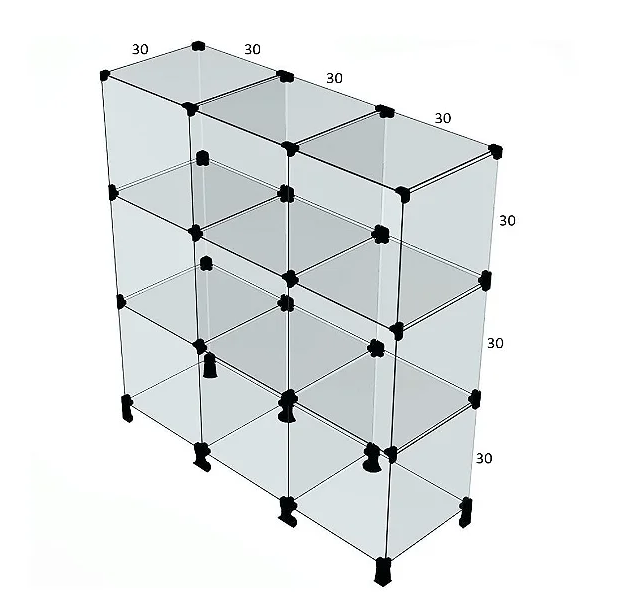 Balcão de Vidro 90L x 90A x 30P cm