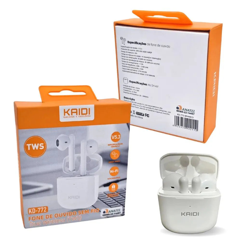 FONE DE OUVIDO BLUETOOTH 5.3 TWS - KAIDI - KD-772