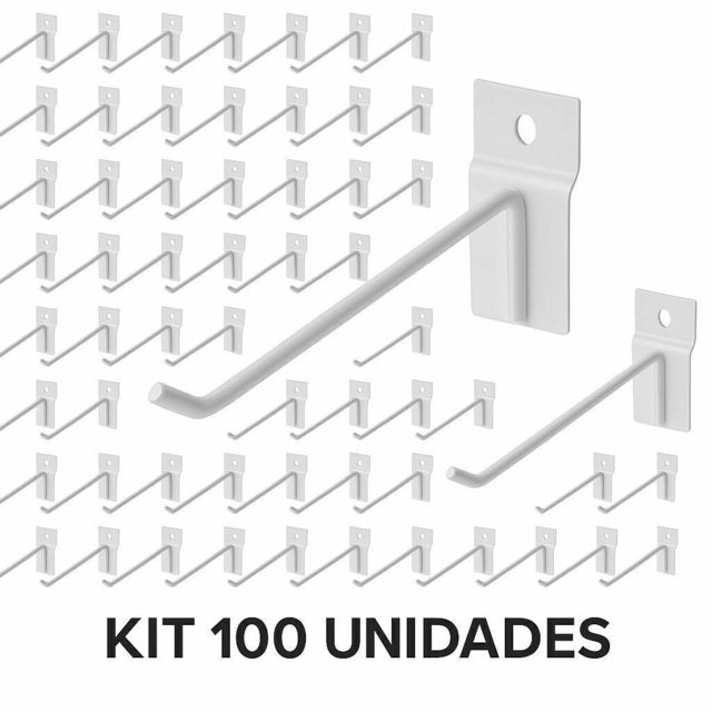 Gancho para Painel Canaletado 10cm — Kit com 100 Unidades