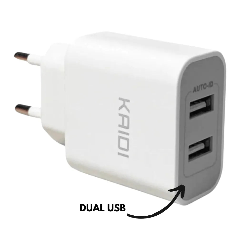 KIT CARREGADOR DE CELULAR 2.4A DUAL USB - KAIDI - KD-109