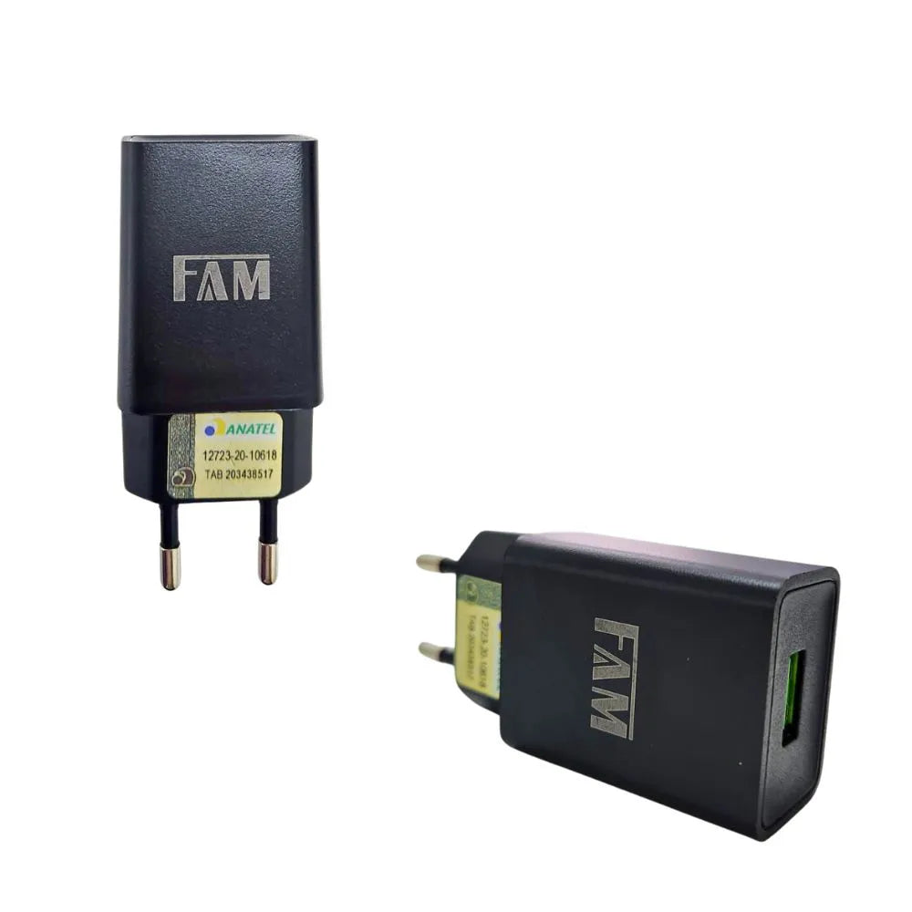 KIT CARREGADOR 2.1A 10W USB 1M - FAM