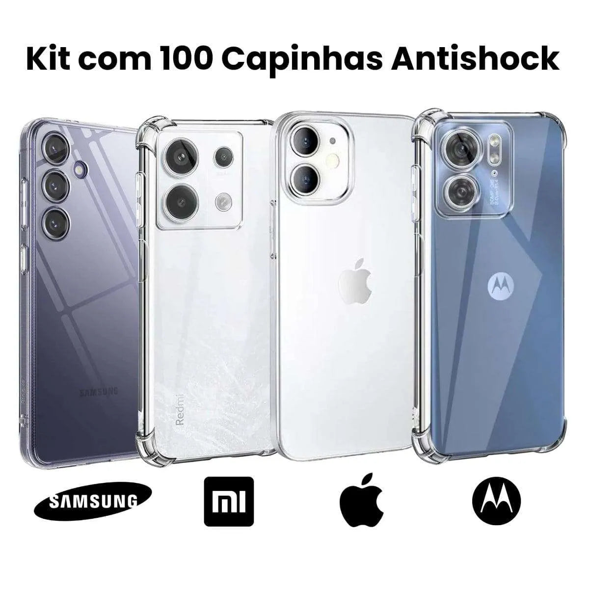 Kit com 100 Capinhas Anti-shock Transparente Mais Vendidas