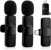 2 peças Microfone de lapela sem fio para telefone (Type C), microfone duplo sem fio para gravação de vídeo - redução de ruído e plug-play. (Sem necessidade de APP/Bluetooth)