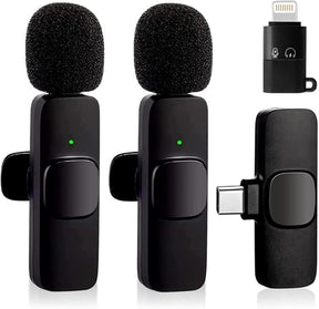 2 peças Microfone de lapela sem fio para telefone (Type C), microfone duplo sem fio para gravação de vídeo - redução de ruído e plug-play. (Sem necessidade de APP/Bluetooth)