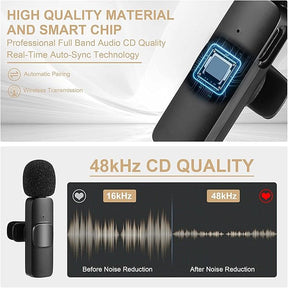 2 peças Microfone de lapela sem fio para telefone (Type C), microfone duplo sem fio para gravação de vídeo - redução de ruído e plug-play. (Sem necessidade de APP/Bluetooth)