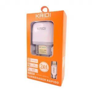 KIT CARREGADOR DE CELULAR 2.4A 12W + CABO - KAIDI - KD-556