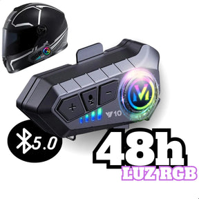 MCSB Fone De Ouvido Para Capacete Moto Bluetooth 5.3 Sem Fio Com Microfone Headset Rgb A Prova D'agua Motoqueiro Y10 Comunicador Sem Fio Motocicleta