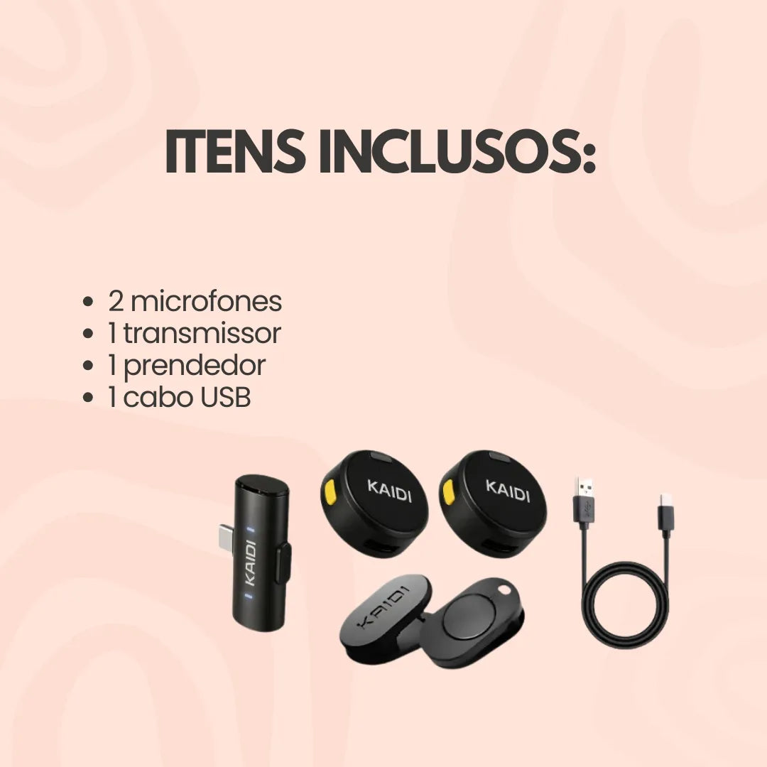 Microfone Sem Fio Lapela Duplo Anti Ruído P/iPhone 08 ao 14 Cor Preto lightining Vianova