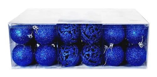Kit C/100 Bolas De Natal Lisas/foscas/glitter - Azul
