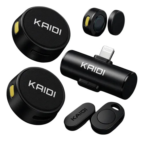 Microfone Sem Fio Lapela Duplo Anti Ruído P/iPhone 08 ao 14 Cor Preto lightining Vianova