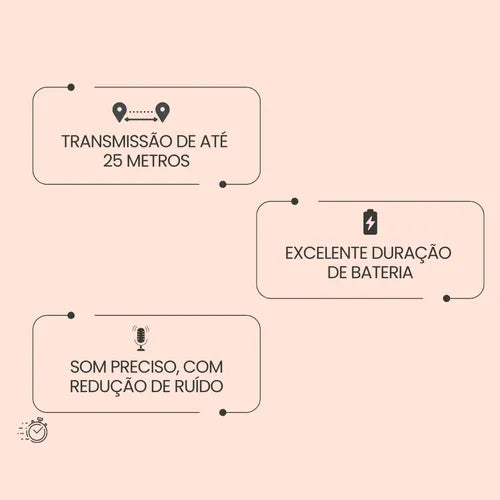 Microfone Sem Fio Lapela Duplo Anti Ruído P/iPhone 08 ao 14 Cor Preto lightining Vianova