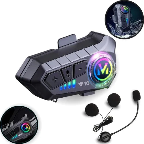 MCSB Fone De Ouvido Para Capacete Moto Bluetooth 5.3 Sem Fio Com Microfone Headset Rgb A Prova D'agua Motoqueiro Y10 Comunicador Sem Fio Motocicleta