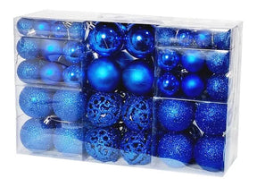 Kit C/100 Bolas De Natal Lisas/foscas/glitter - Azul