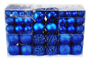 Kit C/100 Bolas De Natal Lisas/foscas/glitter - Azul