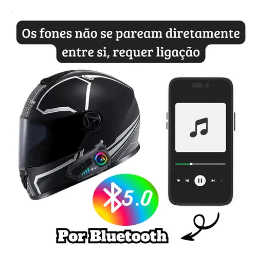 MCSB Fone De Ouvido Para Capacete Moto Bluetooth 5.3 Sem Fio Com Microfone Headset Rgb A Prova D'agua Motoqueiro Y10 Comunicador Sem Fio Motocicleta