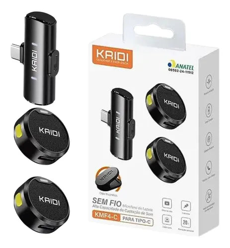 Microfone Sem Fio Lapela Duplo Anti Ruído P/iPhone 08 ao 14 Cor Preto lightining Vianova