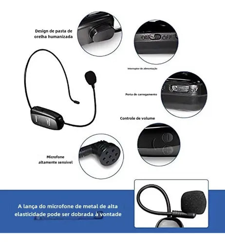 Microfone Sem Fio Headset Conferencia Professor Show Wireles