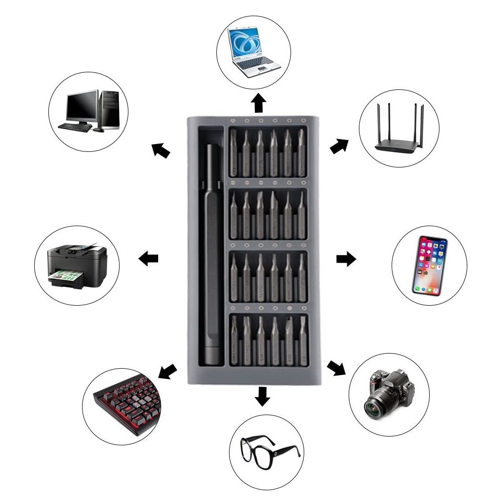 Conjunto Chave de Fenda Magnética 24 em 1 para Eletrônicos e Celulares