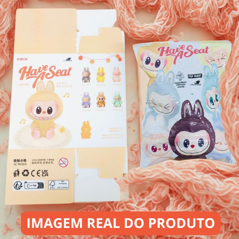 Labubu Boneco De Pelúcia Sentado Chaveiro Surpresa