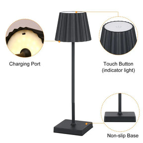 Luminária Abajur Mesa LED Touch Luxo Sem Fio Recarregável Preto