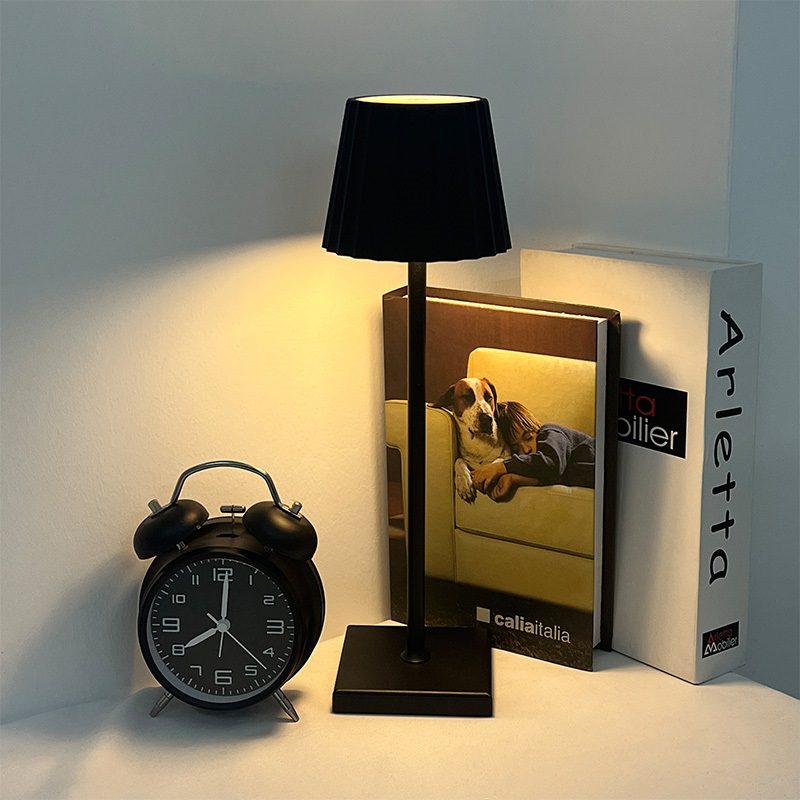 Luminária Abajur Mesa LED Touch Luxo Sem Fio Recarregável Preto